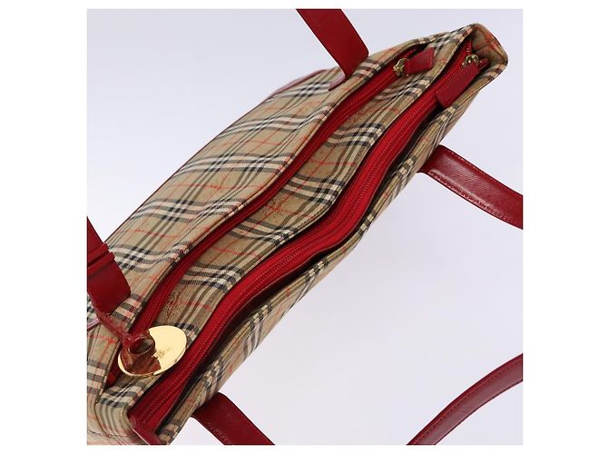 Borsa Tote Nova Check Burberry Canvas Beige Oro Auth 140196 D'oro - vista 6
