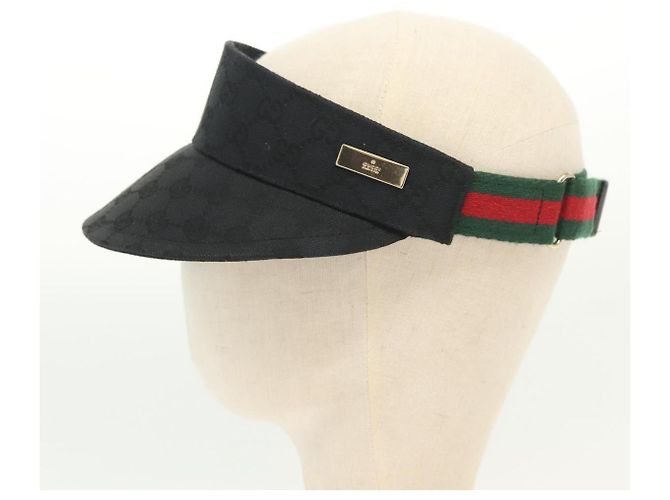 GUCCI GG Canvas Web Sherry Line Sonnenblende S Schwarz Rot Grün Auth yk19412 - Ansicht 4