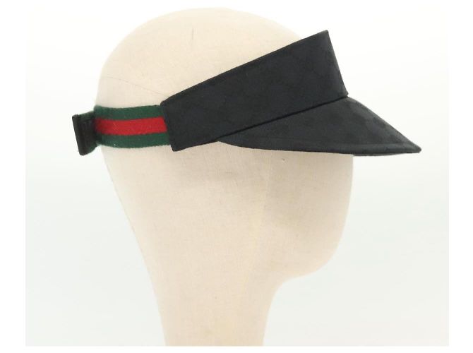 GUCCI GG Canvas Web Sherry Line Sonnenblende S Schwarz Rot Grün Auth yk19412 - Ansicht 5