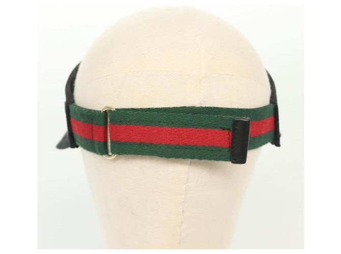 GUCCI GG Canvas Web Sherry Line Sonnenblende S Schwarz Rot Grün Auth yk19412 - Ansicht 6