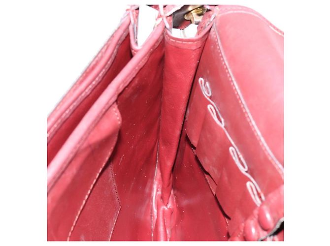 Cartier Bolso de Hombro Must Line de Cuero Burdeos y Oro Auth gh540 Dorado - vista 18
