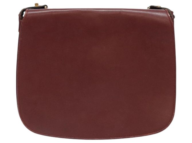 Cartier Bolso de Hombro Must Line de Cuero Burdeos y Oro Auth gh540 Dorado - vista 2
