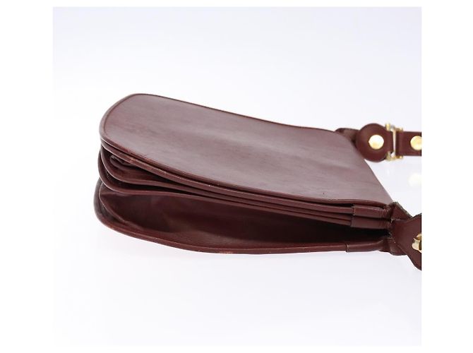 Cartier Bolso de Hombro Must Line de Cuero Burdeos y Oro Auth gh540 Dorado - vista 4