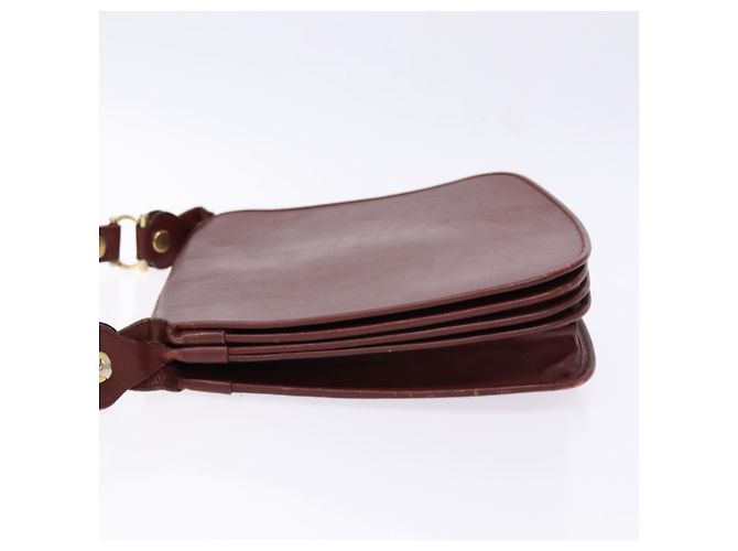 Cartier Bolso de Hombro Must Line de Cuero Burdeos y Oro Auth gh540 Dorado - vista 5