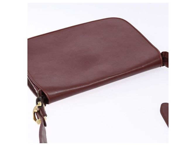 Cartier Bolso de Hombro Must Line de Cuero Burdeos y Oro Auth gh540 Dorado - vista 6