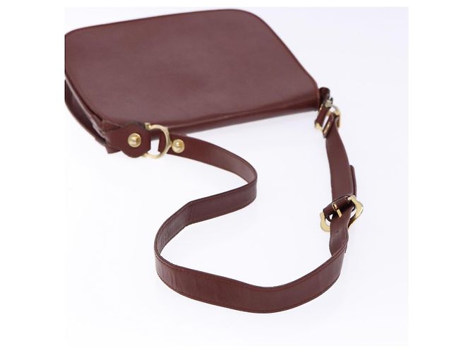 Cartier Bolso de Hombro Must Line de Cuero Burdeos y Oro Auth gh540 Dorado - vista 7