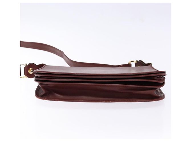 Cartier Bolso de Hombro Must Line de Cuero Burdeos y Oro Auth gh540 Dorado - vista 9