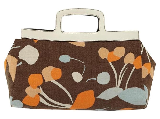 Borsa a mano Miu Miu in tela marrone Auth BA5216 - vista 13