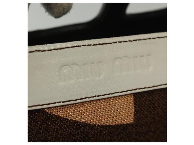 Borsa a mano Miu Miu in tela marrone Auth BA5216 - vista 17