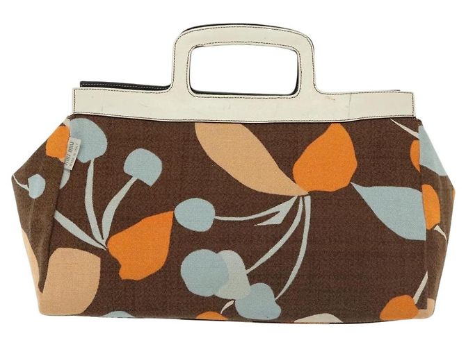 Borsa a mano Miu Miu in tela marrone Auth BA5216 - vista 2