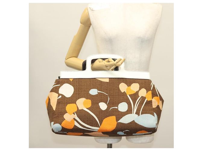 Borsa a mano Miu Miu in tela marrone Auth BA5216 - vista 20