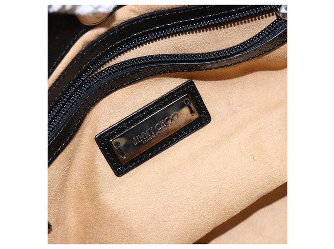 Borsa Tote Jimmy Choo Studs in pelle verniciata nera e argento Auth BA5147 Nero - vista 10