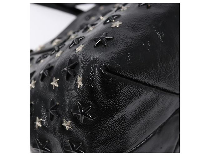 Borsa Tote Jimmy Choo Studs in pelle verniciata nera e argento Auth BA5147 Nero - vista 14