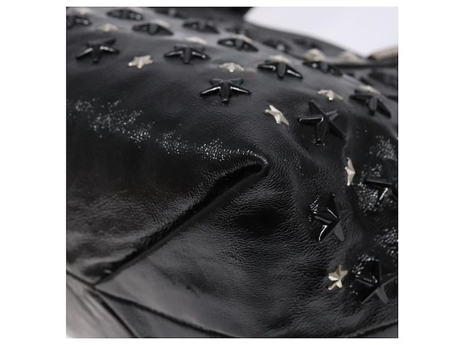 Borsa Tote Jimmy Choo Studs in pelle verniciata nera e argento Auth BA5147 Nero - vista 15