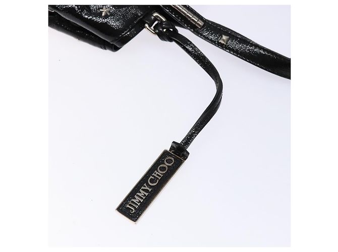 Borsa Tote Jimmy Choo Studs in pelle verniciata nera e argento Auth BA5147 Nero - vista 17