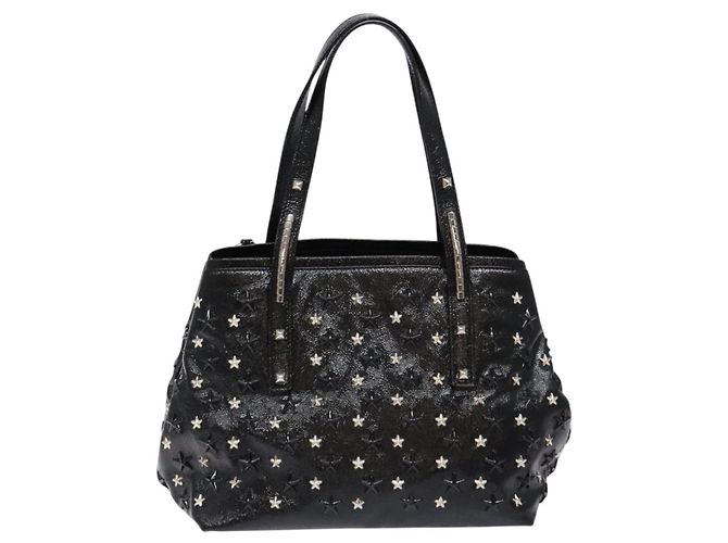 Borsa Tote Jimmy Choo Studs in pelle verniciata nera e argento Auth BA5147 Nero - vista 2