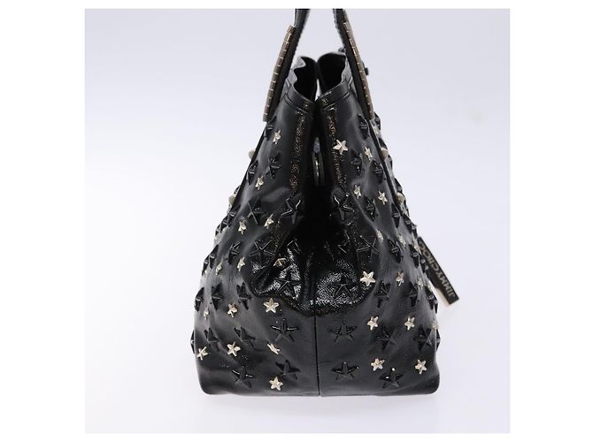 Borsa Tote Jimmy Choo Studs in pelle verniciata nera e argento Auth BA5147 Nero - vista 3