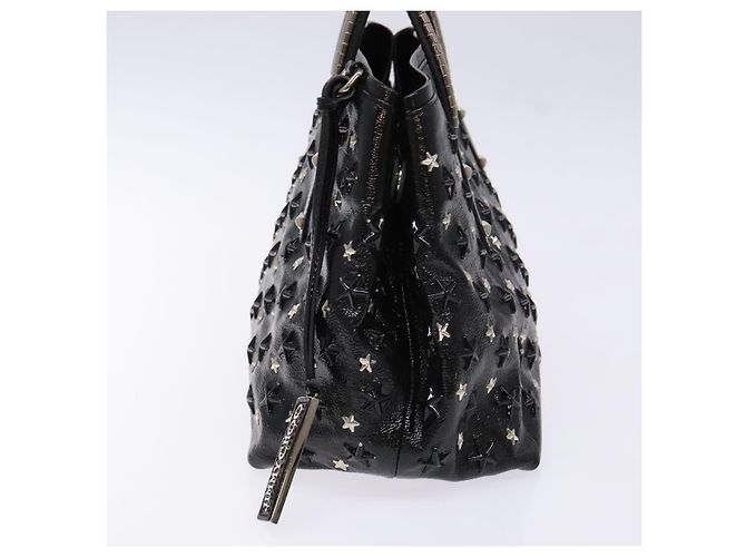 Borsa Tote Jimmy Choo Studs in pelle verniciata nera e argento Auth BA5147 Nero - vista 4