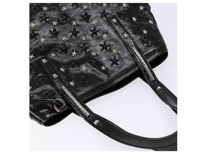 Borsa Tote Jimmy Choo Studs in pelle verniciata nera e argento Auth BA5147 Nero - vista 6