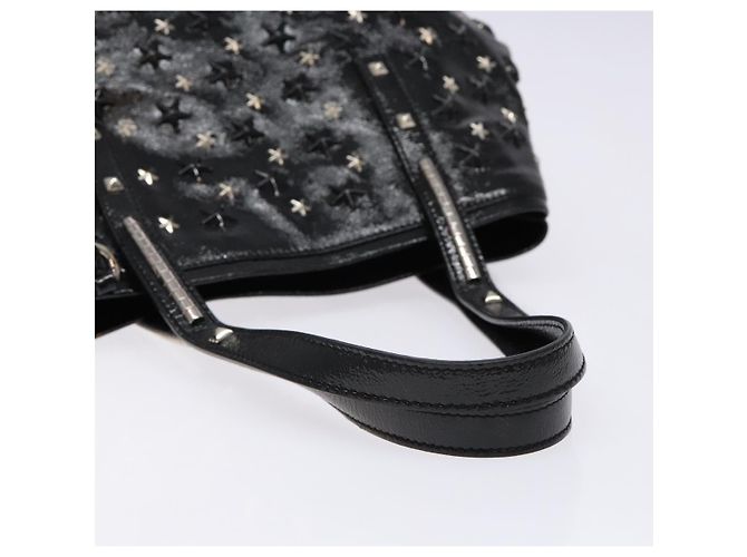 Borsa Tote Jimmy Choo Studs in pelle verniciata nera e argento Auth BA5147 Nero - vista 7