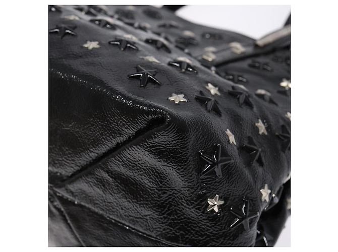 Borsa Tote Jimmy Choo Studs in pelle verniciata nera e argento Auth BA5147 Nero - vista 9