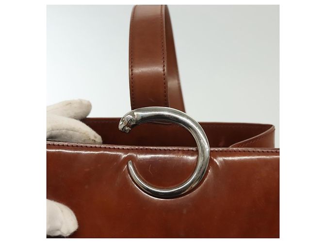 Borsa a Spalla CARTIER Smalto Marrone Argento Auth 140103 - vista 15