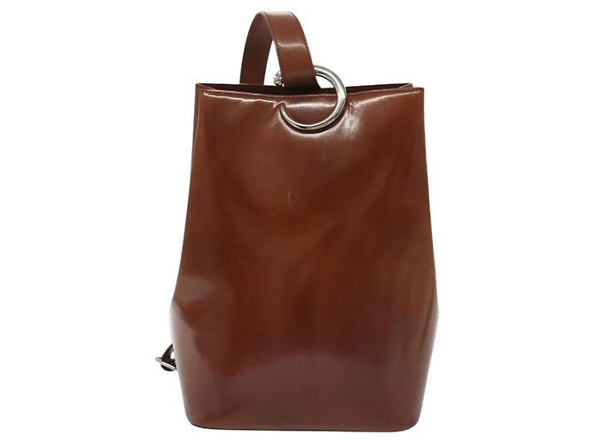 Borsa a Spalla CARTIER Smalto Marrone Argento Auth 140103 - vista 2