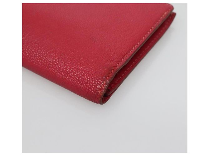 Hermès Portafoglio HERMES Pelle Rossa Argento Auth 142361 Rosso - vista 10