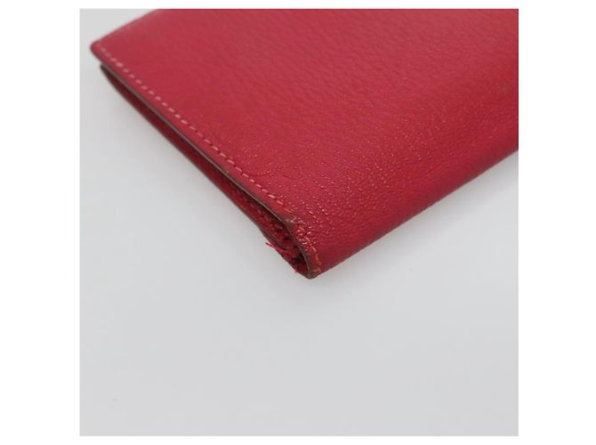 Hermès Portafoglio HERMES Pelle Rossa Argento Auth 142361 Rosso - vista 11