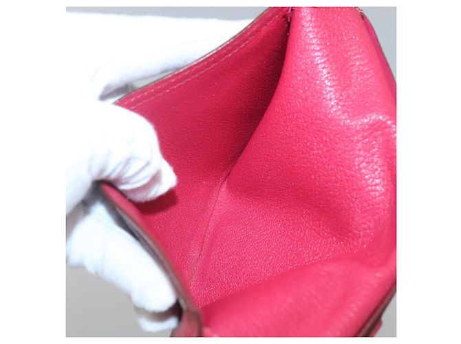 Hermès Portafoglio HERMES Pelle Rossa Argento Auth 142361 Rosso - vista 20