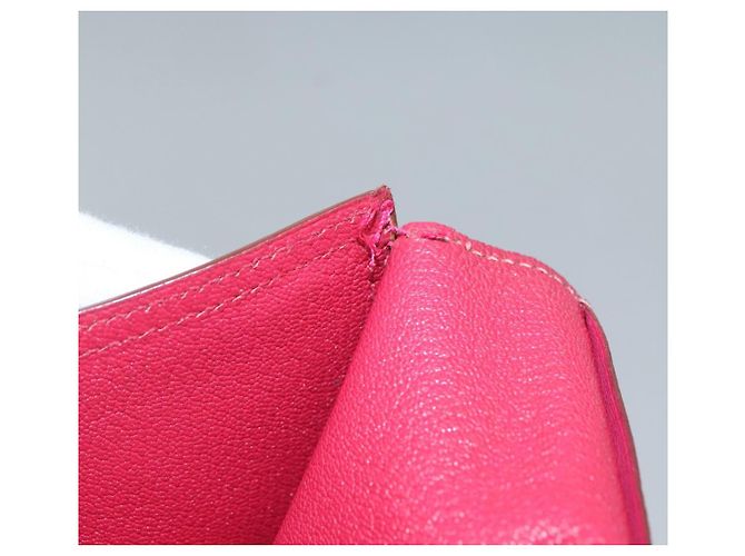 Hermès Portafoglio HERMES Pelle Rossa Argento Auth 142361 Rosso - vista 21
