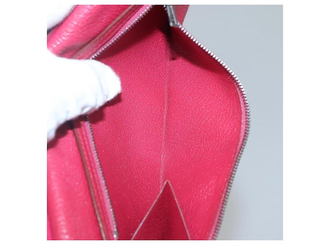 Hermès Portafoglio HERMES Pelle Rossa Argento Auth 142361 Rosso - vista 22