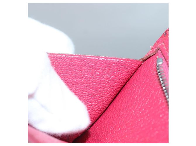 Hermès Portafoglio HERMES Pelle Rossa Argento Auth 142361 Rosso - vista 23