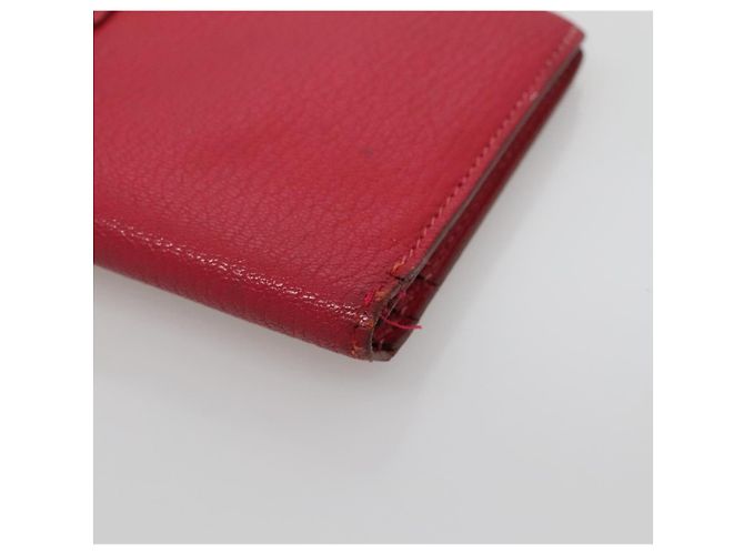 Hermès Portafoglio HERMES Pelle Rossa Argento Auth 142361 Rosso - vista 8