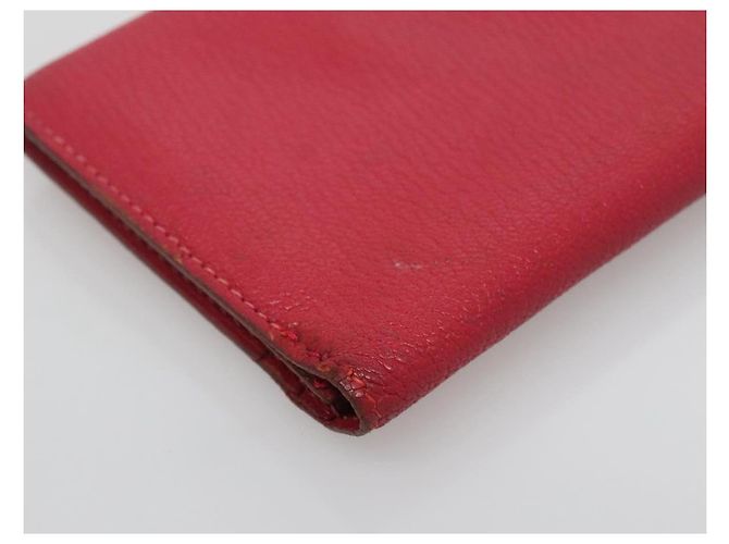 Hermès Portafoglio HERMES Pelle Rossa Argento Auth 142361 Rosso - vista 9