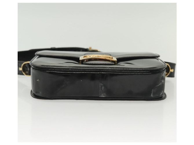 Borsa a Spalla CÉLINE Carrozza in Pelle Verniciata Nera Oro Auth 142247 Nero D'oro - vista 10