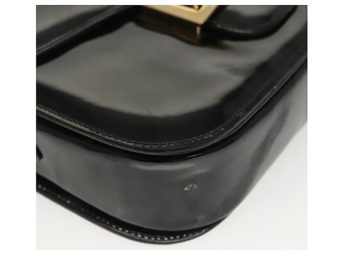 Borsa a Spalla CÉLINE Carrozza in Pelle Verniciata Nera Oro Auth 142247 Nero D'oro - vista 11