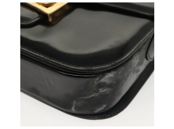 Borsa a Spalla CÉLINE Carrozza in Pelle Verniciata Nera Oro Auth 142247 Nero D'oro - vista 12