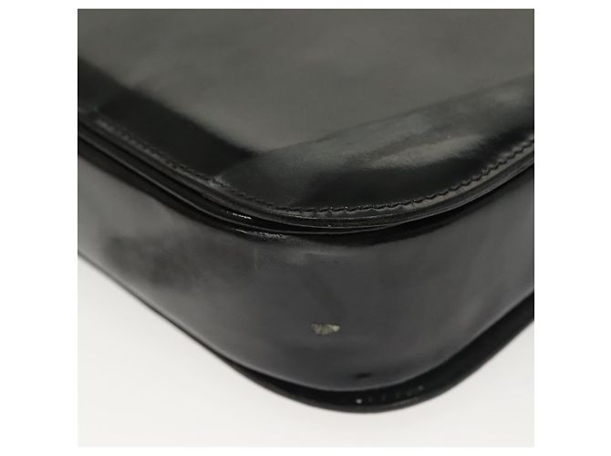 Borsa a Spalla CÉLINE Carrozza in Pelle Verniciata Nera Oro Auth 142247 Nero D'oro - vista 14