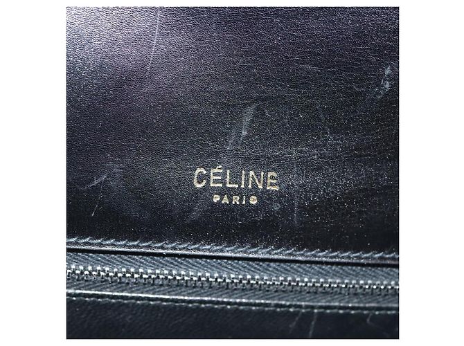 Borsa a Spalla CÉLINE Carrozza in Pelle Verniciata Nera Oro Auth 142247 Nero D'oro - vista 18