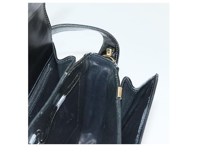 Borsa a Spalla CÉLINE Carrozza in Pelle Verniciata Nera Oro Auth 142247 Nero D'oro - vista 20