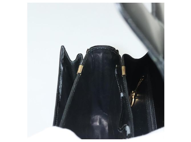 Borsa a Spalla CÉLINE Carrozza in Pelle Verniciata Nera Oro Auth 142247 Nero D'oro - vista 21
