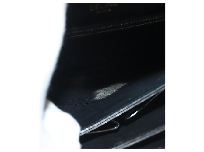 Borsa a Spalla CÉLINE Carrozza in Pelle Verniciata Nera Oro Auth 142247 Nero D'oro - vista 22