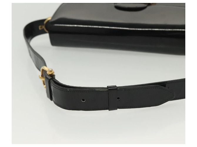 Borsa a Spalla CÉLINE Carrozza in Pelle Verniciata Nera Oro Auth 142247 Nero D'oro - vista 8