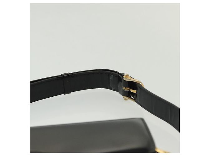 Borsa a Spalla CÉLINE Carrozza in Pelle Verniciata Nera Oro Auth 142247 Nero D'oro - vista 9