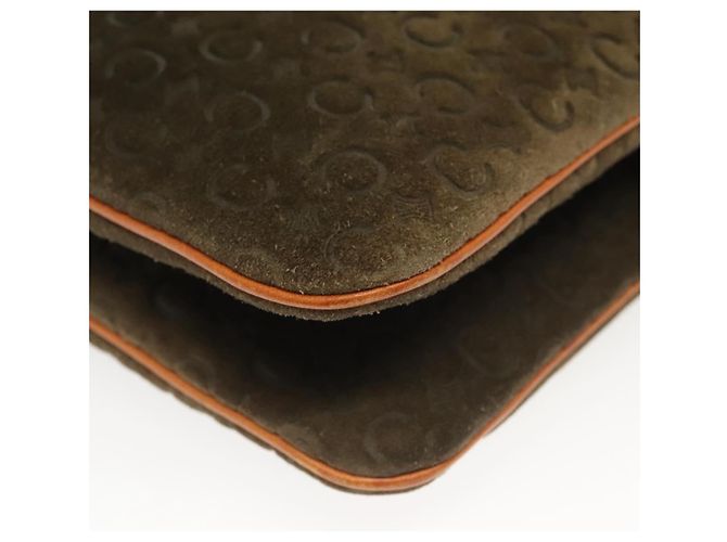 Céline Borsa a spalla in tela Macadam C di CELINE in suede marrone e oro Auth 139556 D'oro - vista 10