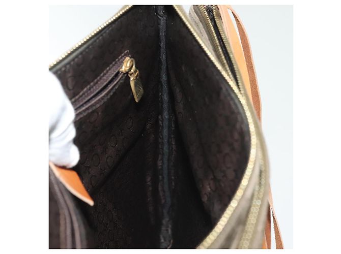 Céline Borsa a spalla in tela Macadam C di CELINE in suede marrone e oro Auth 139556 D'oro - vista 17