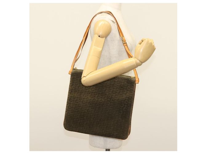 Céline Borsa a spalla in tela Macadam C di CELINE in suede marrone e oro Auth 139556 D'oro - vista 24