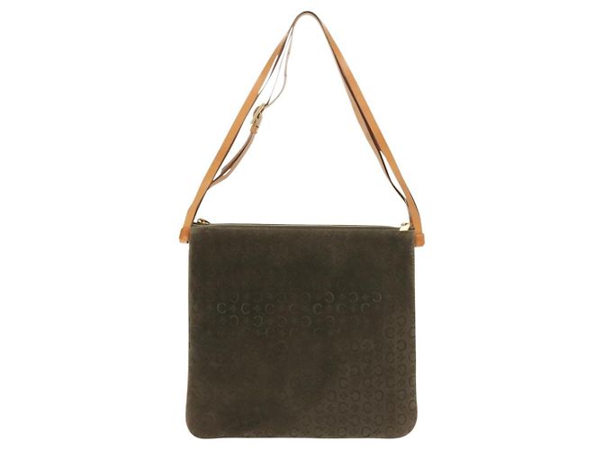 Céline Borsa a spalla in tela Macadam C di CELINE in suede marrone e oro Auth 139556 D'oro - vista 3