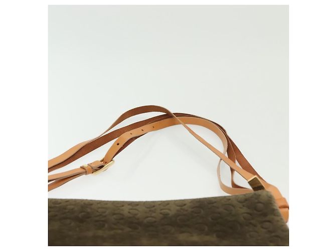 Céline Borsa a spalla in tela Macadam C di CELINE in suede marrone e oro Auth 139556 D'oro - vista 8